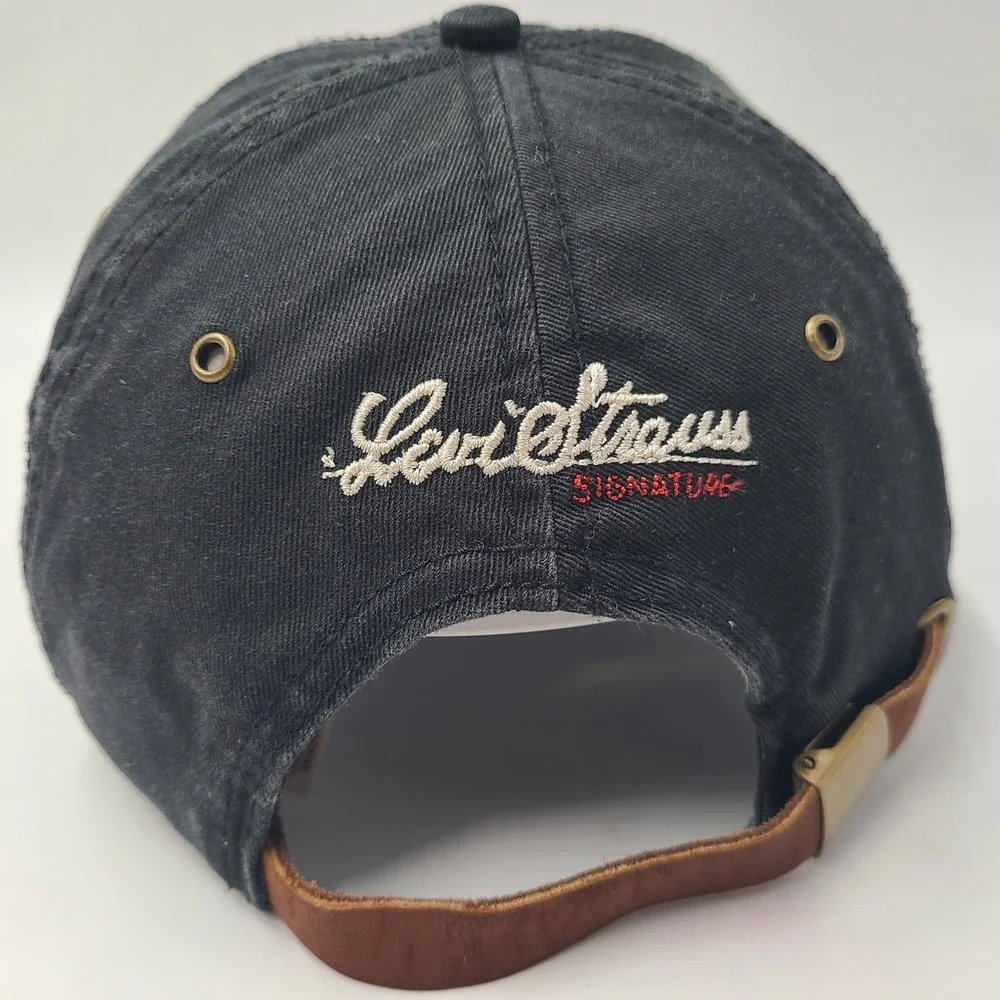 Levi Strauss Hat Strapback (Fits Small) Black Brown Leather Strap Casual Dad Men